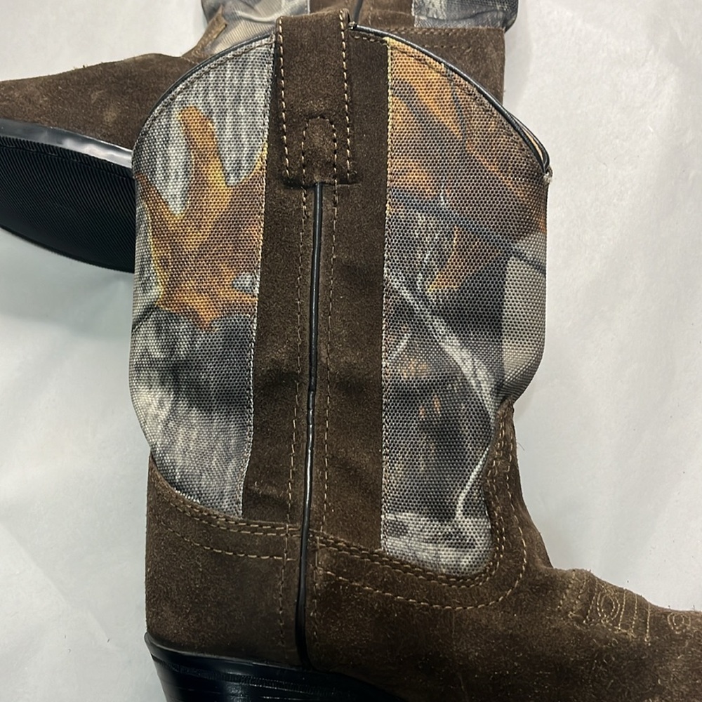 Masterson Boot Co. Boy's Size 13.5 Suede & Camo Canvas Western Cowboy Boots - Picture 12 of 12